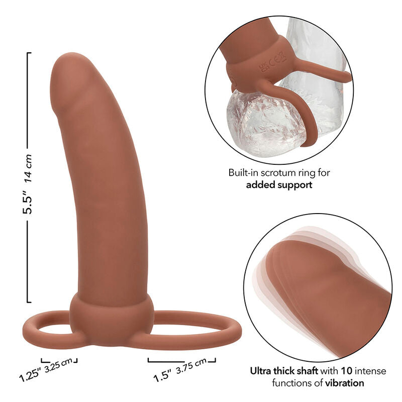 CALEXOTICS - MAXX DOUBLE PÉNÉTRATEUR ÉPAIS 10 VIBRATIONS MULÂTRE