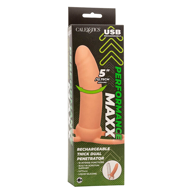 CALEXOTICS - MAXX DOUBLE PÉNÉTRATEUR ÉPAISSEUR 10 VIBRATIONS NATUREL