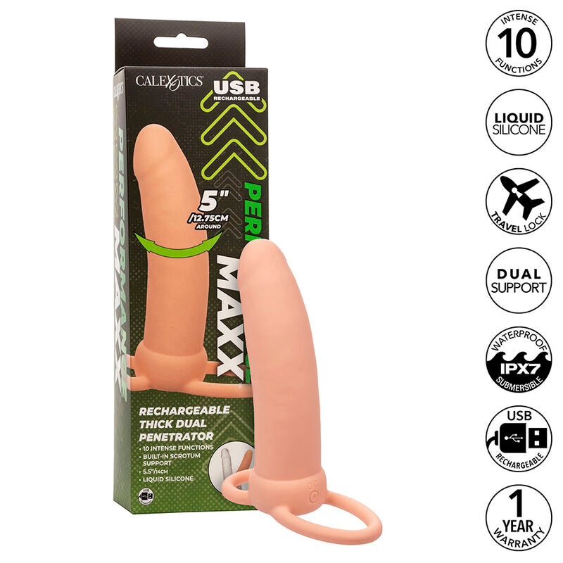 CALEXOTICS - MAXX DOUBLE PÉNÉTRATEUR ÉPAISSEUR 10 VIBRATIONS NATUREL