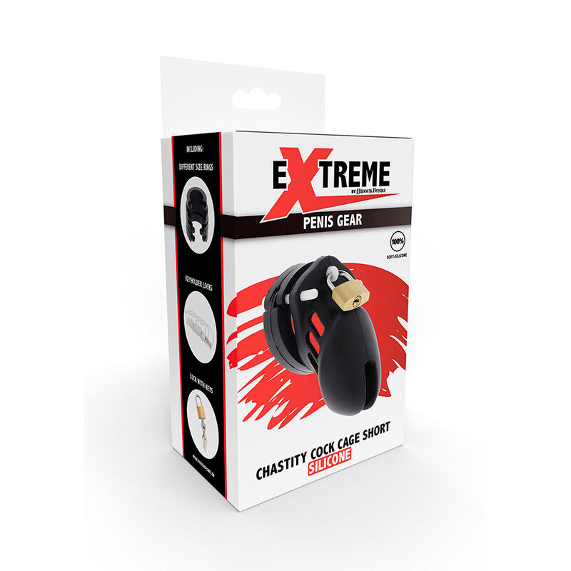 DÉSIR CACHÉ - CAGE DE CHASTETÉ EXTRÊME EN SILICONE TAILLE S NOIR