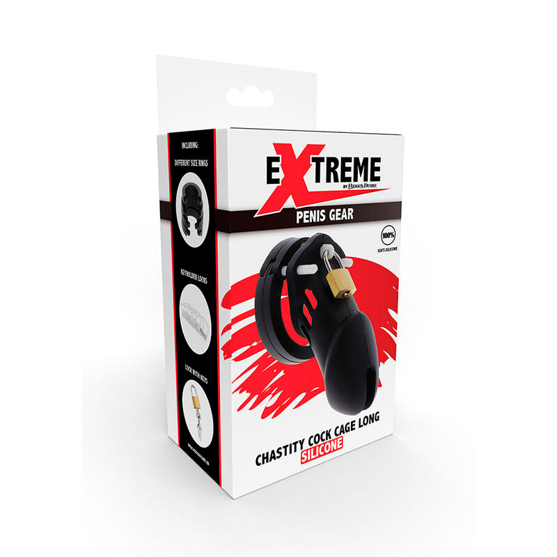 DÉSIR CACHÉ - CAGE DE CHASTETÉ EXTRÊME EN SILICONE TAILLE L NOIR