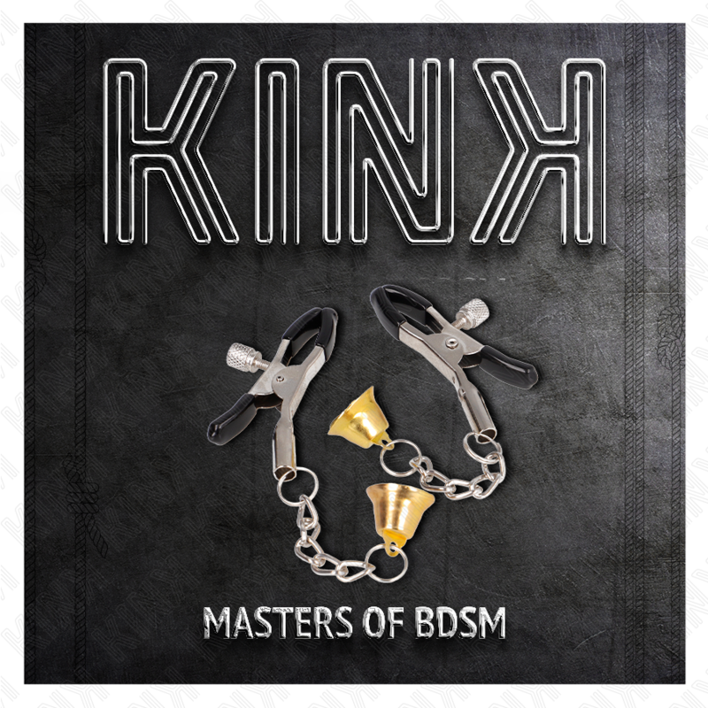 KINK - PINCES À TÉTONS AVEC PENDENTIF CLOCHE DORÉ 6 CM