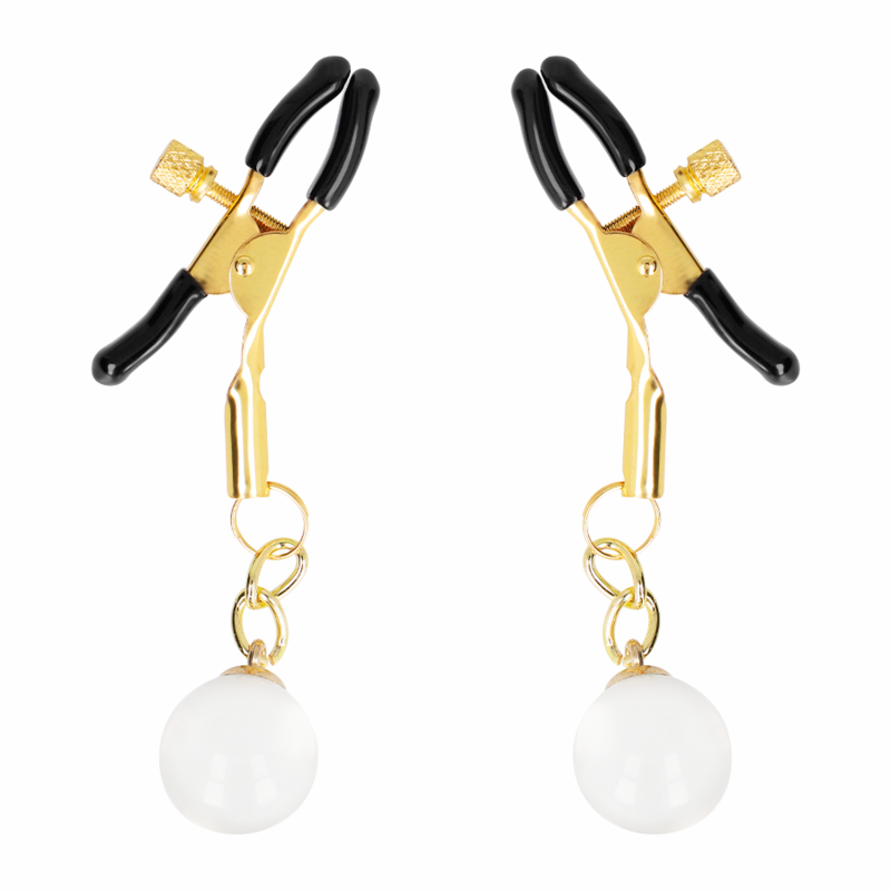 KINK - PINCES À TÉTONS EN OR AVEC PENDENTIF EN VERRE 6 CM