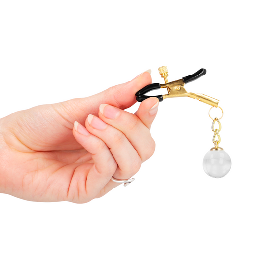KINK - PINCES À TÉTONS EN OR AVEC PENDENTIF EN VERRE 6 CM
