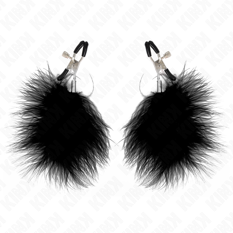 KINK - PINCES À TÉTONS PLUMES NOIRES 7 CM