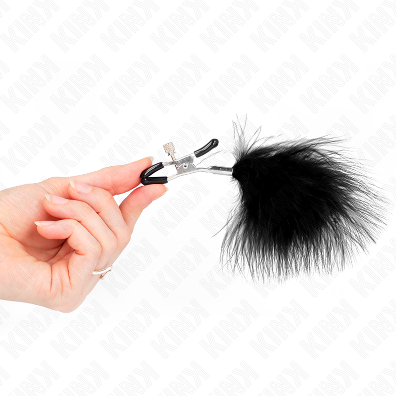 KINK - PINCES À TÉTONS PLUMES NOIRES 7 CM