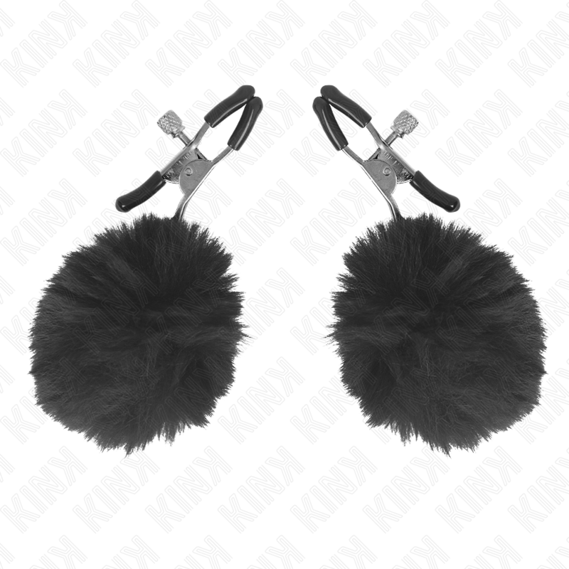 KINK - PINCES À TÉTONS AVEC POMPON NOIR 6 CM