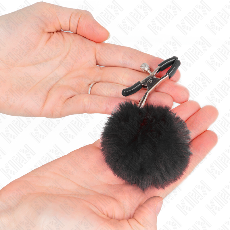 KINK - PINCES À TÉTONS AVEC POMPON NOIR 6 CM
