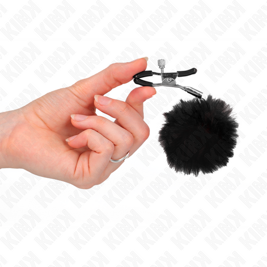 KINK - PINCES À TÉTONS AVEC POMPON NOIR 6 CM
