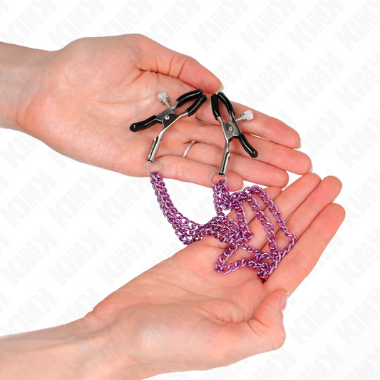KINK - PINCES À TÉTONS TRIPLE CHAÎNE VIOLET 20/23/28 CM