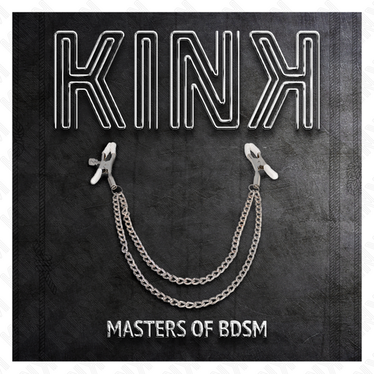 KINK - PINCES À TÉTONS AVEC DOUBLE CHAÎNE FINE ARGENTÉE 20/23 CM