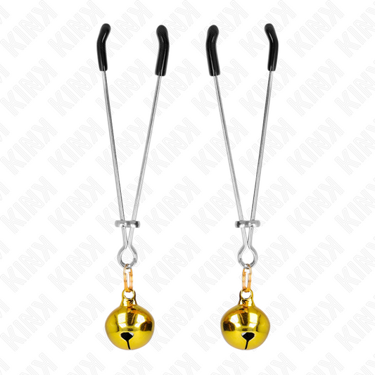 KINK - PINCES À TÉTONS FINES AVEC CLOCHE DORÉE 7 CM