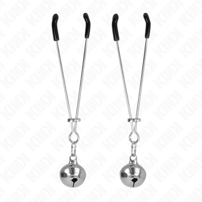KINK - PINCES À TÉTONS FINES AVEC CLOCHE ARGENTÉE 7 CM