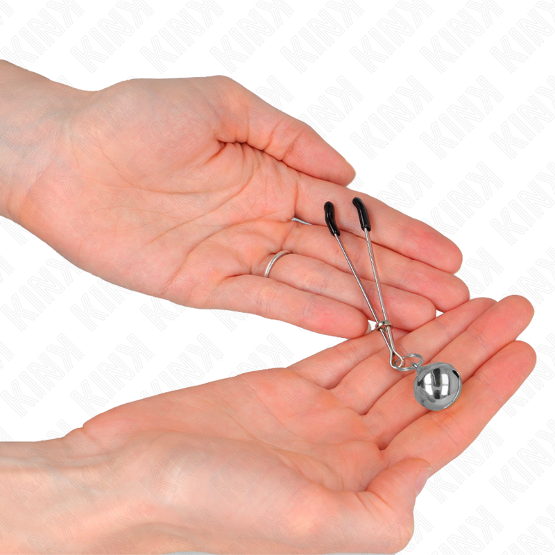 KINK - PINCES À TÉTONS FINES AVEC CLOCHE ARGENTÉE 7 CM