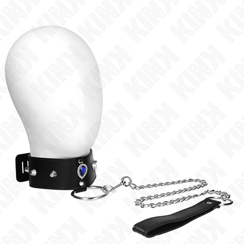 KINK - LAISSE COLLIER 65 CM AVEC LOSANGES BLEUES RÉGLABLE 36-43 CM X 5 CM
