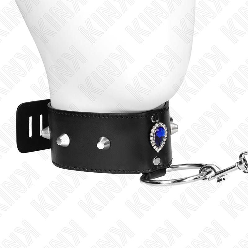 KINK - LAISSE COLLIER 65 CM AVEC LOSANGES BLEUES RÉGLABLE 36-43 CM X 5 CM