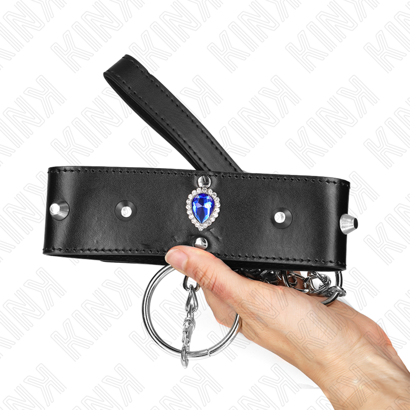KINK - LAISSE COLLIER 65 CM AVEC LOSANGES BLEUES RÉGLABLE 36-43 CM X 5 CM