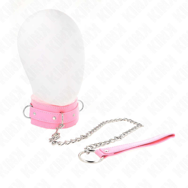KINK - COLLIER ROSE AVEC LAISSE 65 CM AVEC ATTACHES RÉGLABLES 36-42 CM X 5,5 CM