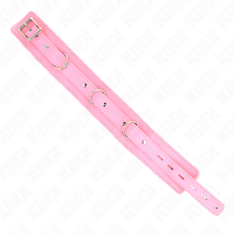 KINK - COLLIER ROSE AVEC LAISSE 65 CM AVEC ATTACHES RÉGLABLES 36-42 CM X 5,5 CM