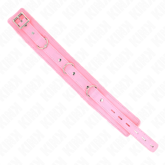 KINK - COLLIER ROSE AVEC LAISSE 65 CM AVEC ATTACHES RÉGLABLES 36-42 CM X 5,5 CM