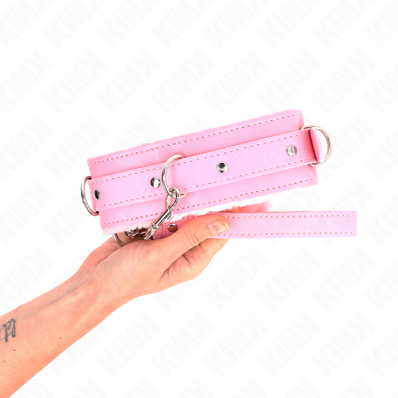 KINK - COLLIER ROSE AVEC LAISSE 65 CM AVEC ATTACHES RÉGLABLES 36-42 CM X 5,5 CM