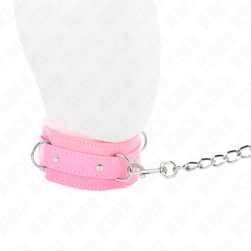 KINK - COLLIER ROSE AVEC LAISSE 65 CM AVEC ATTACHES RÉGLABLES 36-42 CM X 5,5 CM