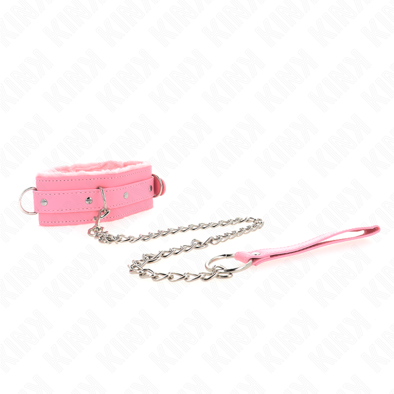 KINK - COLLIER ROSE AVEC LAISSE 65 CM AVEC ATTACHES RÉGLABLES 36-42 CM X 5,5 CM