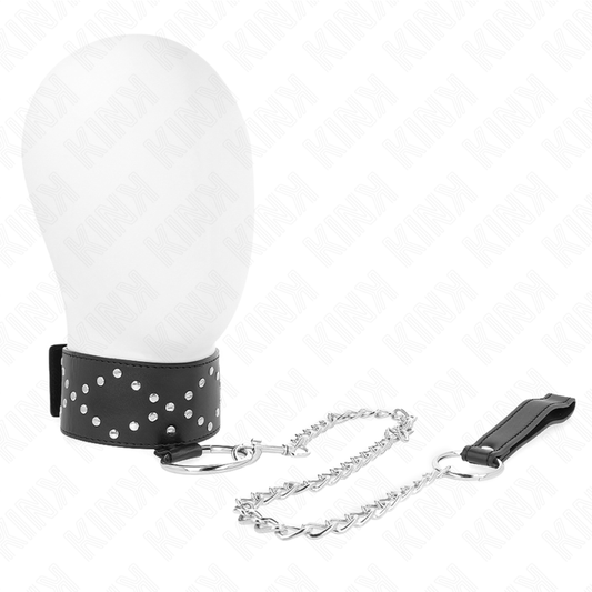 KINK - COLLIER LAISSE CLOUTÉ ARGENT 65 CM MODÈLE 3 RÉGLABLE 36-43 CM X 5 CM
