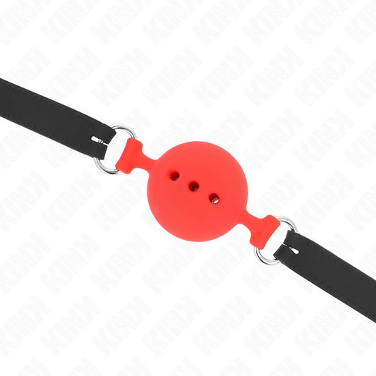 KINK - GAG 55 x 2 CM BOULE 5 CM ENTIÈREMENT EN SILICONE TAILLE L ROUGE RÉGLABLE 35-51 CM