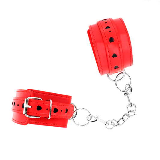KINK - BRACELETS ROUGES AVEC INSERT COEUR NOIR RÉGLABLES 21-28 CM X 5,5 CM
