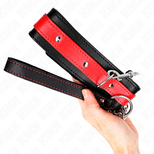 KINK - COLLIER AVEC LAISSE 65 CM ROUGE RÉGLABLE 36-43 CM X 5 CM