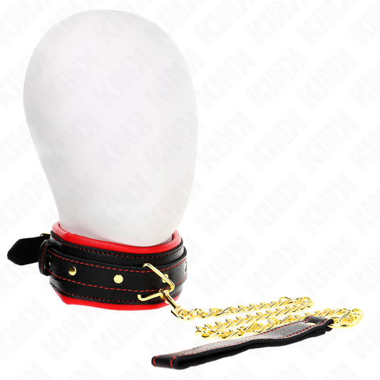 KINK - COLLIER ÉPONGE EN SIMILICUIR AVEC LAISSE MODÈLE 2 RÉGLABLE 37-54 CM X 3 CM