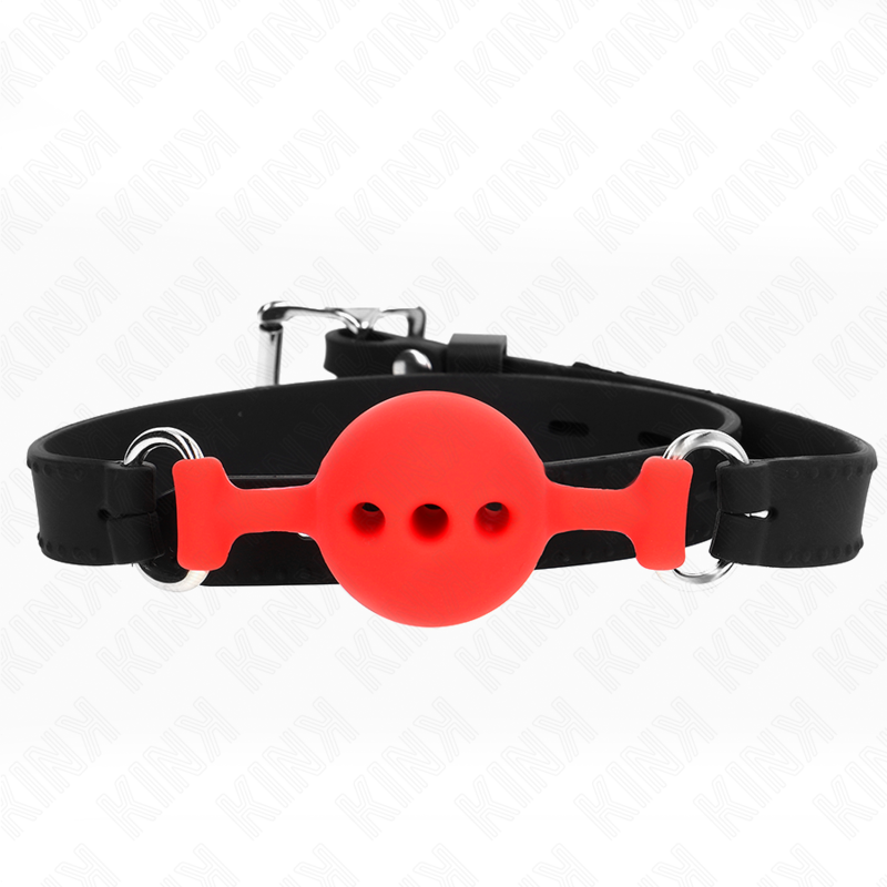 KINK - GAG 55 x 2 CM BOULE 4 CM ENTIÈREMENT EN SILICONE TAILLE S ROUGE RÉGLABLE 35-51 CM