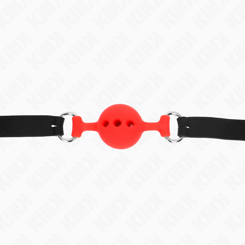 KINK - GAG 55 x 2 CM BOULE 4 CM ENTIÈREMENT EN SILICONE TAILLE S ROUGE RÉGLABLE 35-51 CM