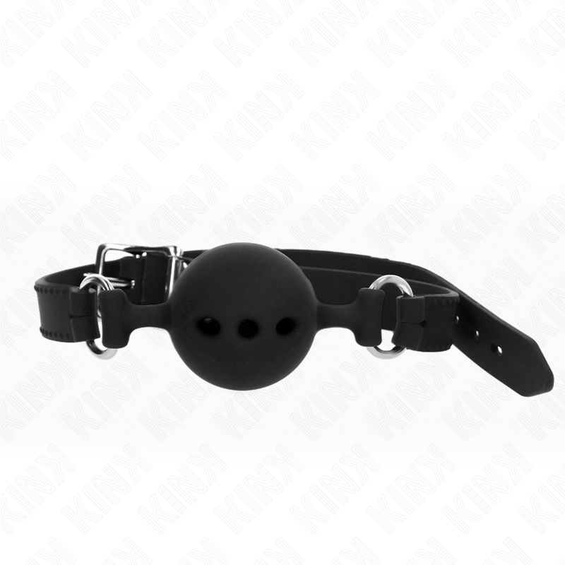KINK - GAG 55 x 2 CM BOULE 5 CM FULL SILICONE TAILLE L NOIR RÉGLABLE 35-51 CM