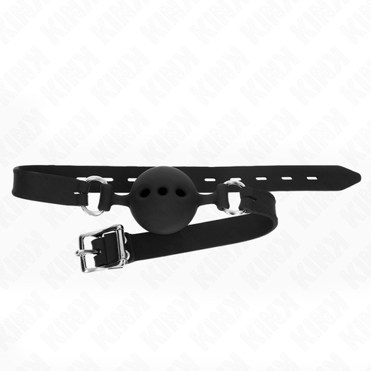 KINK - GAG 55 x 2 CM BOULE 5 CM FULL SILICONE TAILLE L NOIR RÉGLABLE 35-51 CM