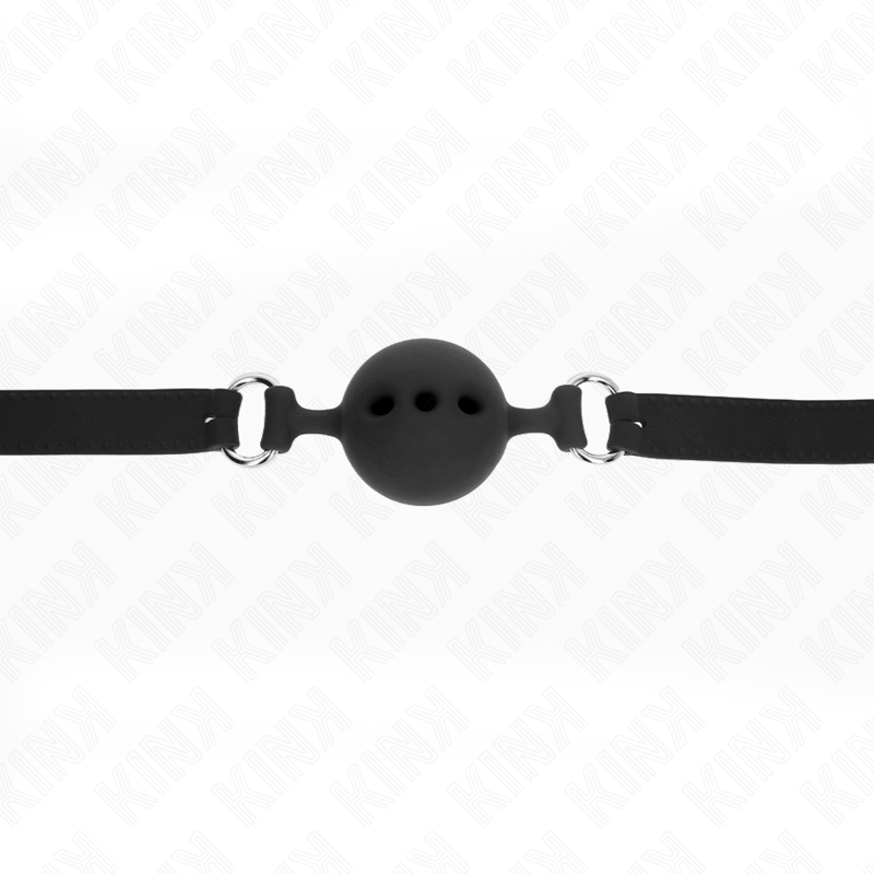 KINK - GAG 55 x 2 CM BOULE 5 CM FULL SILICONE TAILLE L NOIR RÉGLABLE 35-51 CM