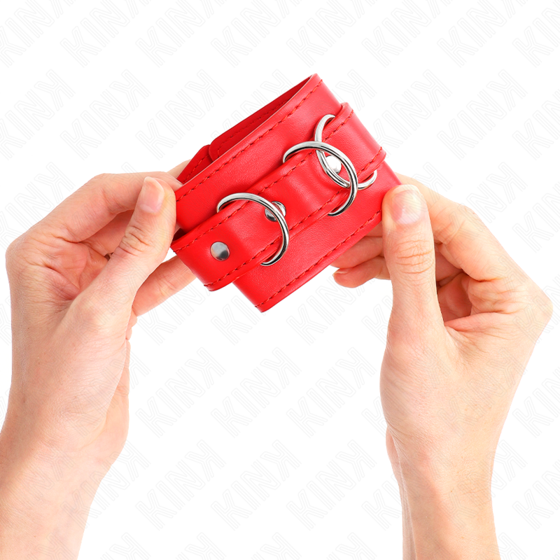 KINK - SUPPORT DE POIGNET AVEC 3 ANNEAUX EN D RÉGLABLES ROUGE 17,5-25 CM X 6 CM