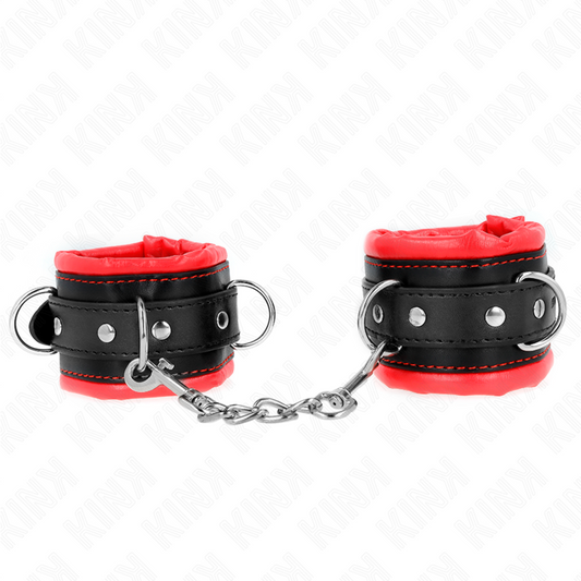 KINK - BRACELETS LOURDS DOUBLURE ROUGE RÉGLABLES 20-30 CM X 6 CM