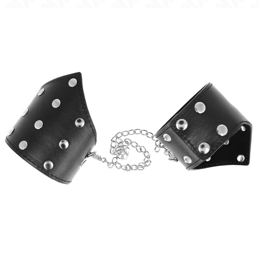 KINK - BRACELETS NOIRS À POINTE AVEC CHAÎNE RÉGLABLE 17-23 CM X 8,5 CM