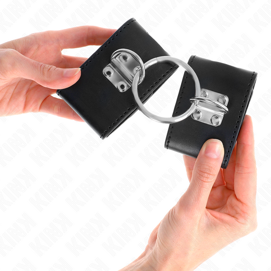 KINK - BRACELETS FIXES AVEC ANNEAU ET FERMETURE À CADENAS NOIR RÉGLABLE 16-23 CM X 5,5 CM