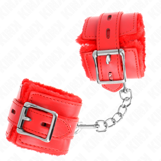 KINK - BRACELETS ROUGES À TROUS CARRÉS AVEC SANGLE ROUGE RÉGLABLE 17-29 CM X 6 CM