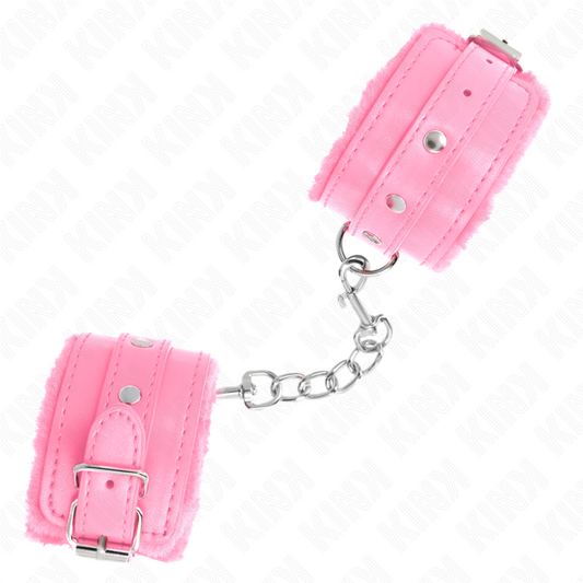 KINK - BRACELETS PREMIUM DOUBLÉS DE COULEUR ROSE AVEC SANGLE ROSE RÉGLABLE 17-29 CM X 6 CM