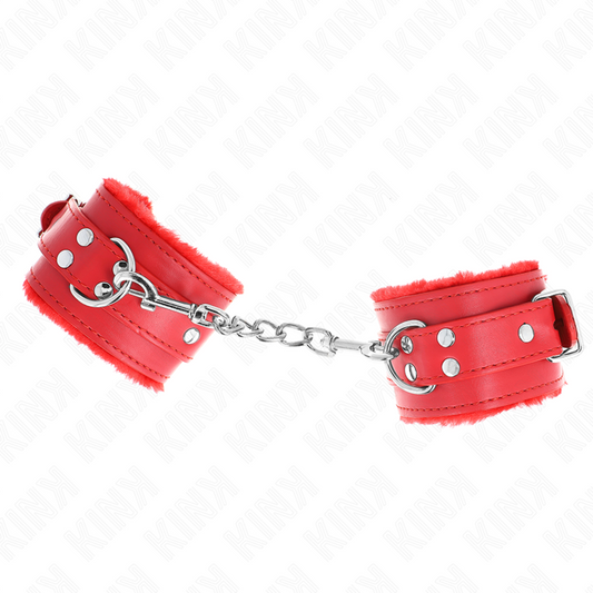 KINK - BRACELETS DOUBLÉS ROUGES AVEC SANGLE ROUGE RÉGLABLE 20-29 CM X 5,5 CM