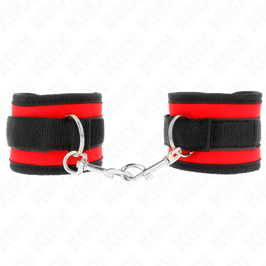 KINK - BRACELETS EN NYLON ROUGE-NOIR MODÈLE 2 RÉGLABLES 18-35 CM X 6 CM