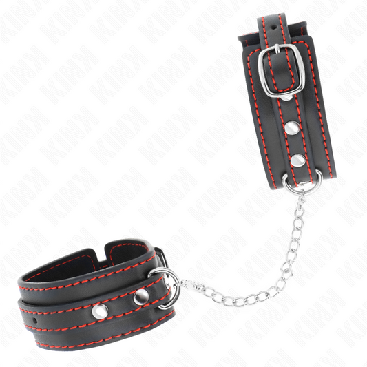 KINK - PETITS BRACELETS NOIRS AVEC DÉTAILS ROUGES RÉGLABLES 14-24 CM X 3,5 CM