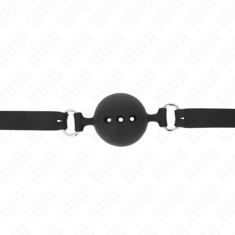 KINK - GAG 55 x 2 CM BOULE 4,5 CM SILICONE COMPLET TAILLE M NOIR RÉGLABLE 35-51 CM