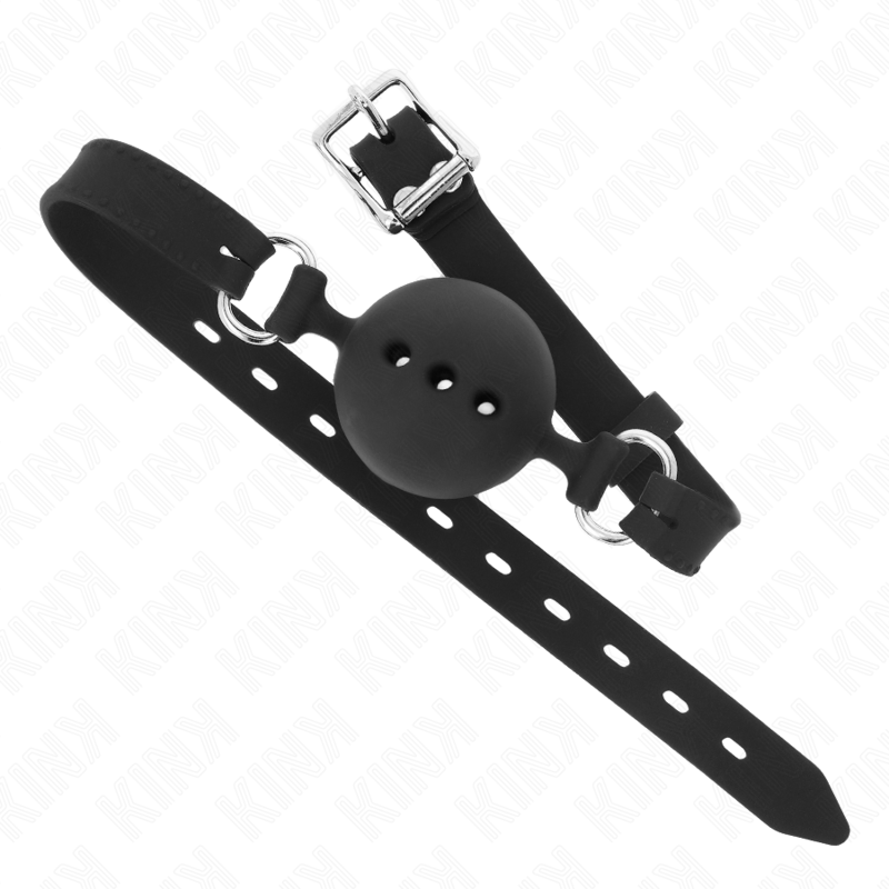 KINK - GAG 55 x 2 CM BOULE 4,5 CM SILICONE COMPLET TAILLE M NOIR RÉGLABLE 35-51 CM