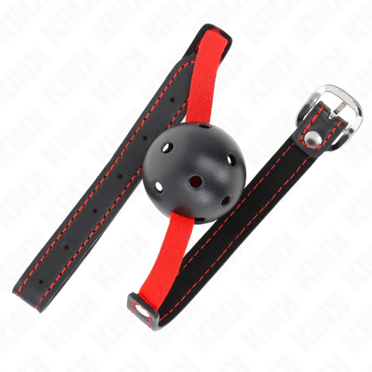 KINK - BÂILLON-BOULE CREUX ET DUR DE 4,5 CM AVEC CEINTURE ÉLASTIQUE 56 x 1,5 CM