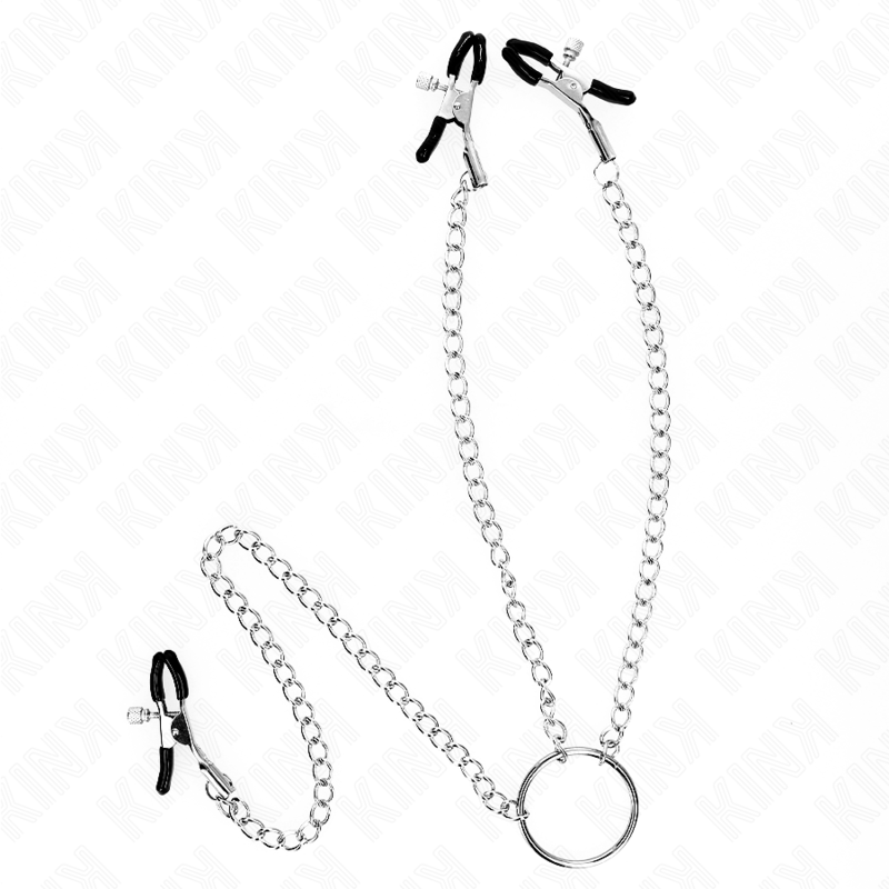 KINK - PINCES À TÉTONS ET À CLITORIS AVEC CHAÎNE 30 CM MODÈLE 2